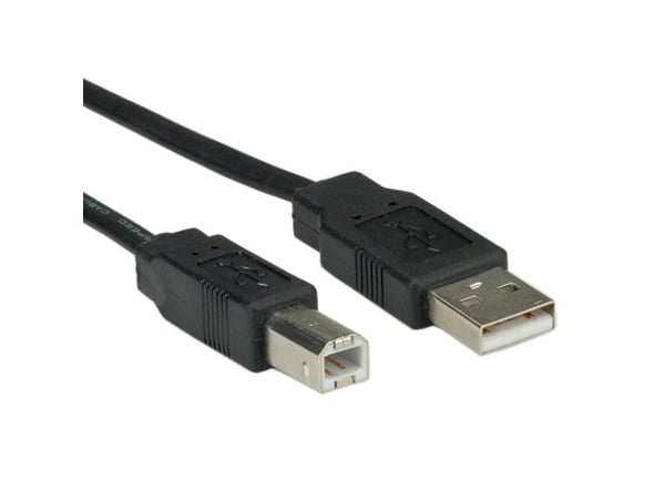 ROLINE 1.8m USB2.0-A/USB2.0-B, 1,8 m, USB A, USB B, USB 2.0, Hankjønn/hunkjønn, Svart