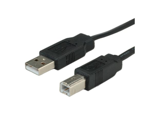 ROLINE 1.8m USB2.0-A/USB2.0-B, 1,8 m, USB A, USB B, USB 2.0, Hankjønn/hunkjønn, Svart