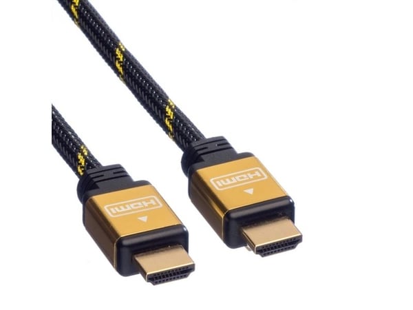 ROLINE 11.04.5500, 1,5 m, HDMI Type A (Standard), HDMI Type A (Standard), 3840 x 2160 piksler, 3D, Svart, Gull
