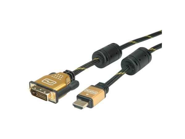 ROLINE 11.04.5893, 5 m, HDMI, DVI, Hankjønn, Hankjønn, Gull