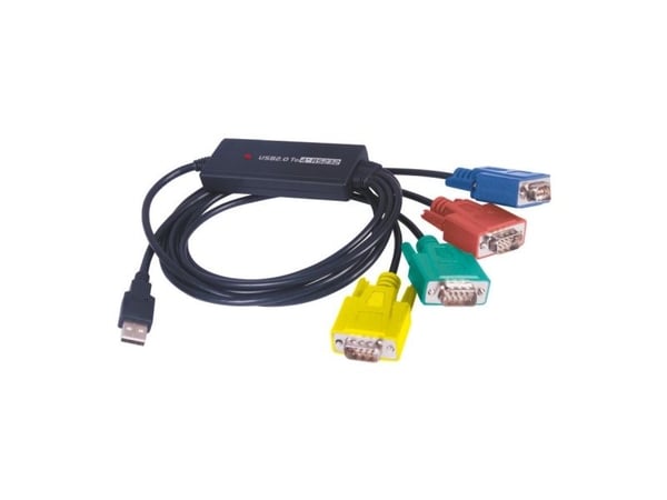 ROLINE 12.02.1016, Sort, Blå, Grønn, Rød, 1,8 m, USB, 4x RS-232, Hankjønn, Hankjønn