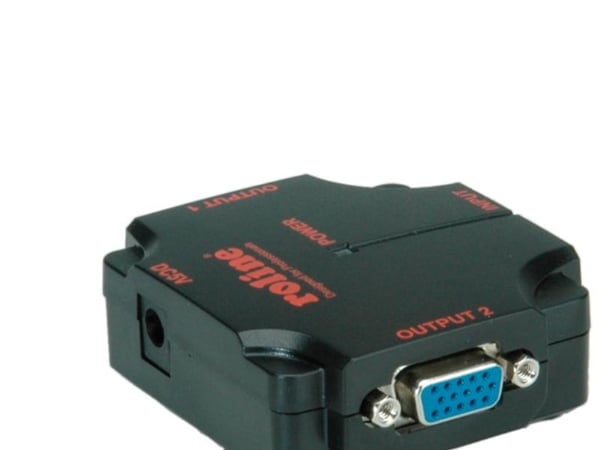 ROLINE VGA Video Splitter, 450 MHz, 2-way, VGA, 2x VGA, 1920 x 1080 piksler, Sort, Plast, 450 MHz