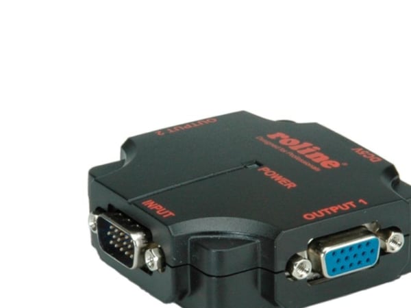 ROLINE VGA Video Splitter, 450 MHz, 2-way, VGA, 2x VGA, 1920 x 1080 piksler, Sort, Plast, 450 MHz