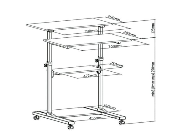 ROLINE 17.02.1547, 60 kg, Høydejustering, 18 kg, Aluminium, Sort
