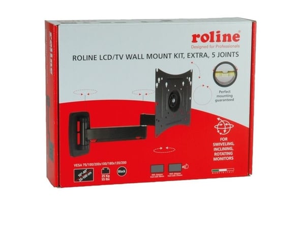 ROLINE 17.03.0009, 101,6 cm (40"), 75 x 75 mm, 200 x 200 mm, -10 - 10°, Metall, Sort