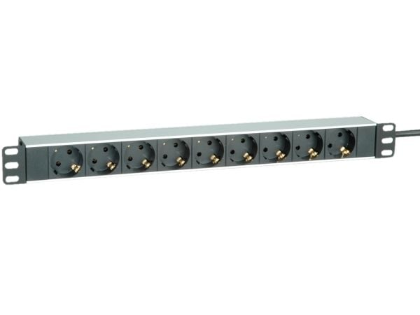 ROLINE 19.07.1620, Aluminium, Sort, Hvit, 9 AC-utganger, Type F, Type F, 2 m