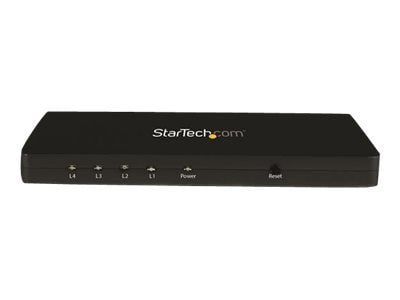 Startech 4K HDMI Splitter - 4k 30Hz - 4 Port - Aluminum - Backward Compatible - HDMI Multi Port - HDMI Hub (ST124HD4K) - Video/audio switch - 4 x H...