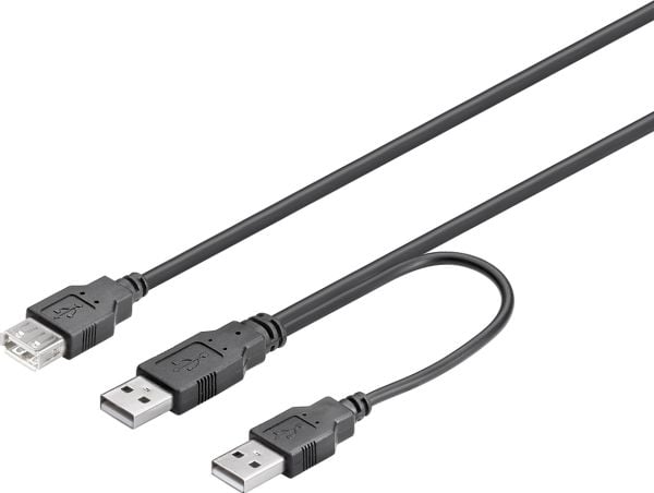 DELTACO USB2-16 - USB-kaapeli - USB (naaras) - USB (uros) - 30 cm