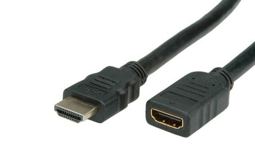 VALUE HDMI + Ethernet M/F 1 m, 1 m, HDMI-tyyppi A (vakio), HDMI-tyyppi A (vakio), 3D, 10,2 Gbit/s, musta