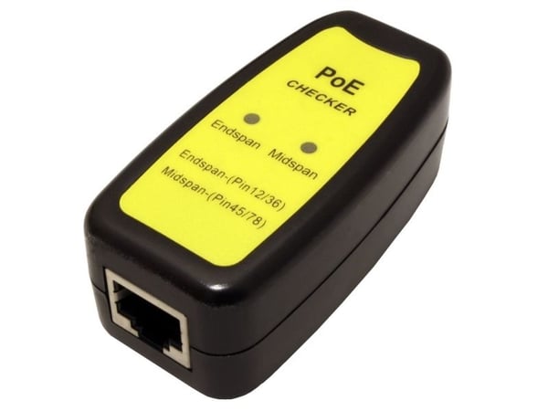 VALUE 13993009, PoE-tester, RJ-45, PoE testing, Sort, Gult, IEEE 802.3af