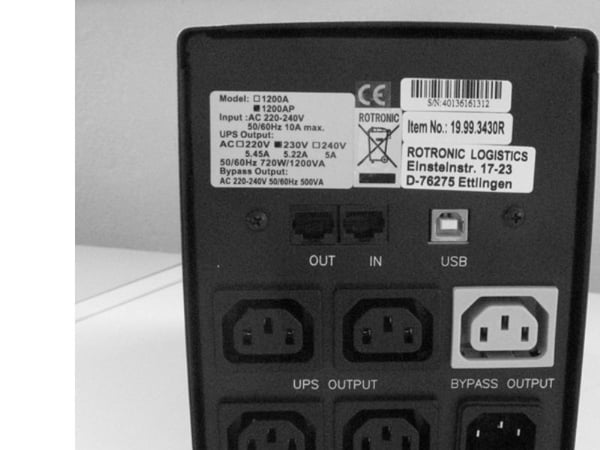 Value UPS, 1200VA, USB Port, Linje-Interactive, 95%, Sort, Passiv, 0 - 40 °C, 14 kg