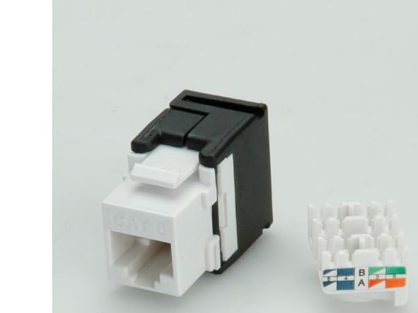 VALUE Keystone Jack, Cat.6, RJ-45, unshielded, 180°, toolless white, Hvit