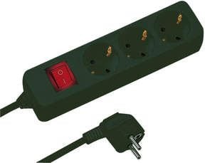 REV 0512371555, 1,4 m, 3 AC-pistorasia(a), Sisätila, Musta, 250 V, 50 Hz