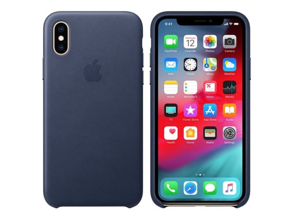 Apple - Bakdeksel til mobiltelefon - skinn - midnattsblå - for iPhone XS Max