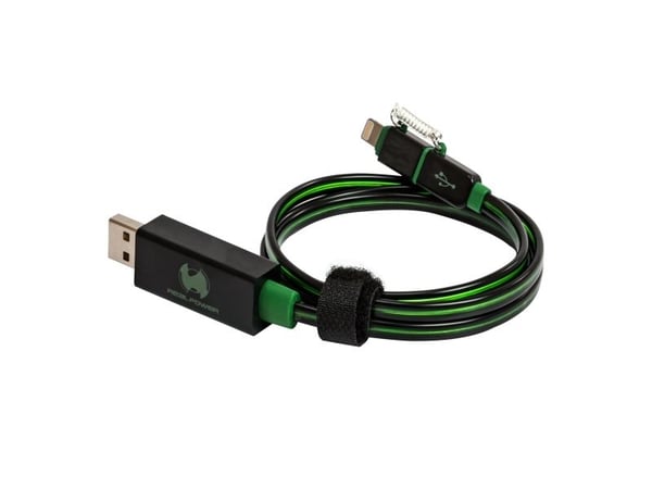 RealPower USB A/Lightning 0.75m, 0,75 m, Lightning, USB A, Sort, Grønn, Rett, Rett