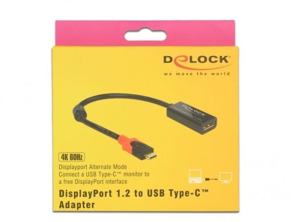 Delock - Thunderbolt-adapter - USB-C (hann) til DisplayPort (hunn) - 20 cm - svart
