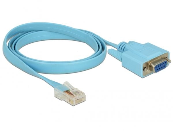 Delock Adapter RS-232 DB9 naaras > 1 x Serial RS-232 RJ45 uros - Serielt kabel - DB-9 (hun) kan skrues til RJ-45 (han) - 1 m - blå