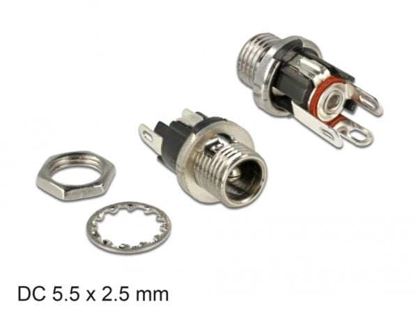 Delock - Strømkontakt - DC-jakk 5,5 mm x 9,5 mm (ID: 2,5 mm) (hunn)