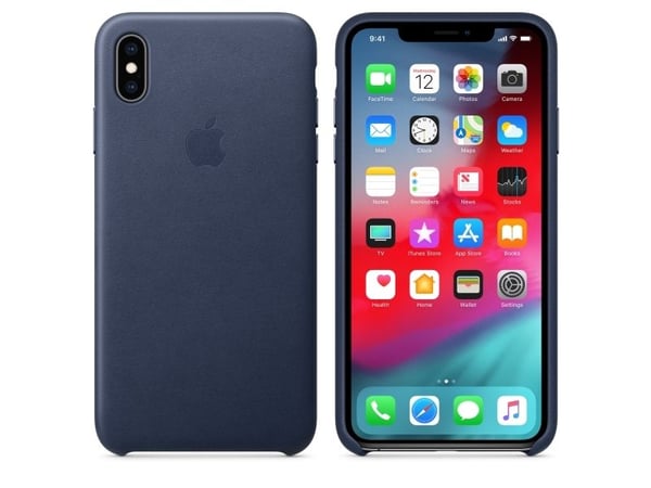 Apple - Bakdeksel til mobiltelefon - skinn - midnattsblå - for iPhone XS Max