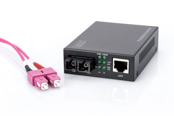 DIGITUS Professional DN-82150 - Medieomformer - 1GbE - 10Base-T, 1000Base-SX, 100Base-TX, 1000Base-T - RJ-45 / SC flermodus - opp til 500 m - 850 nm
