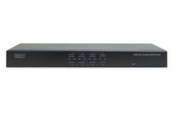 DIGITUS Professional DS-23200-2 - KVM-svitsj - 8 x KVM port(s) - 1 lokalbruker - rackmonterbar