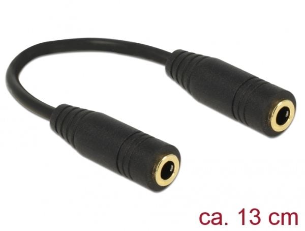 DeLOCK 65896, 3.5mm, Naaras, 3.5mm, Naaras, 0,13 m, Musta
