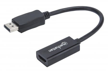 Manhattan DisplayPort 1.1 to HDMI Adapter Cable, 1080p@60Hz, Male to Female, Black, DP With Latch, Not Bi-Directional, Three Year Warranty, Polybag...