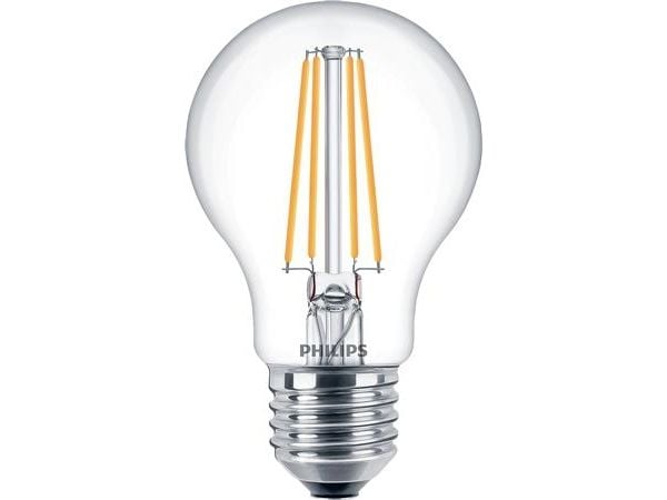 Philips CorePro - LED-filamentlyspære - form: A60 - klar finish - E27 - 7 W (ekvivalent 60 W) - klasse E - varmt hvitt lys - 2700 K