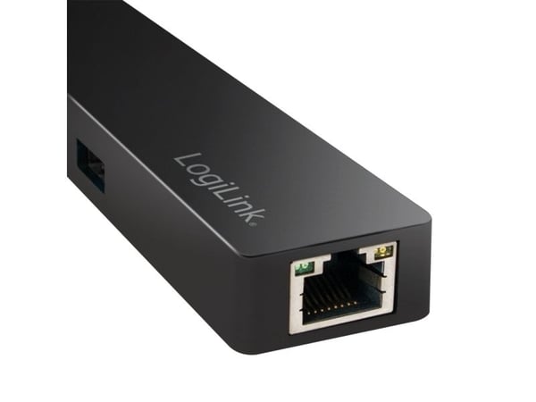 LogiLink UA0313, USB 3.2 Gen 1 (3.1 Gen 1) Type-C, RJ-45,USB 3.2 Gen 1 (3.1 Gen 1) Type-A, 5000 Mbit/s, Sort, Gigabit Ethernet, 319 mm