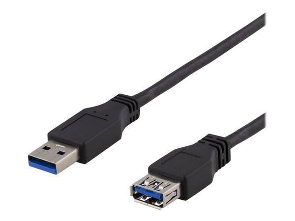 DELTACO USB3-241 - USB-jatkojohto - USB Type A (naaras) - USB Type A (uros) - USB 3.1 Gen 1 - 1 m - musta