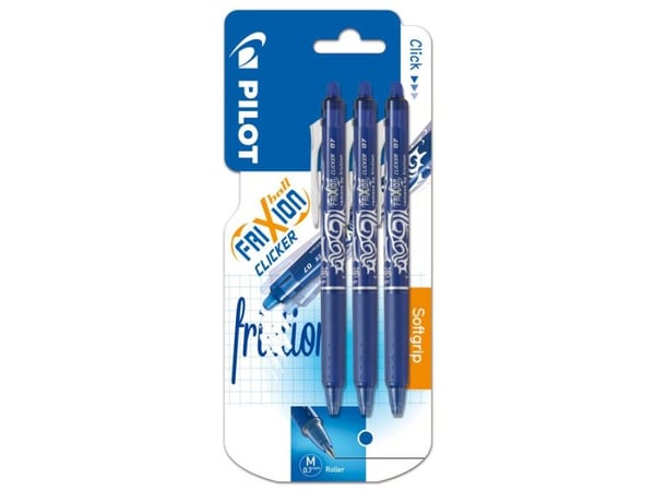 Pilot Frixion Clicker m/klik 0,7 mm blå i blister - (3 stk.)