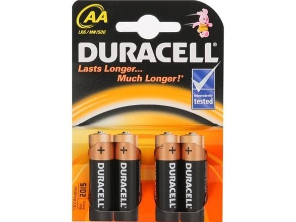 Duracell AA LR6, Kertakäyttöinen akku, AA, Alkali, 1,5 V, 4 kpl, Kupla