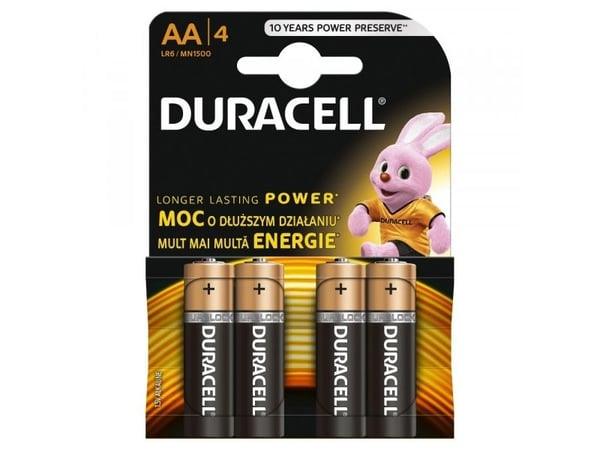 Duracell AA LR6, Kertakäyttöinen akku, AA, Alkali, 1,5 V, 4 kpl, Kupla