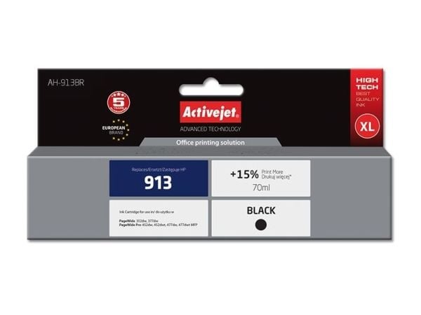 Activejet AH-913BR, Høyt (XL) utbytte, Svart, Pigmentbasert blekk, 70 ml, 1 stykker, Enkeltpakke