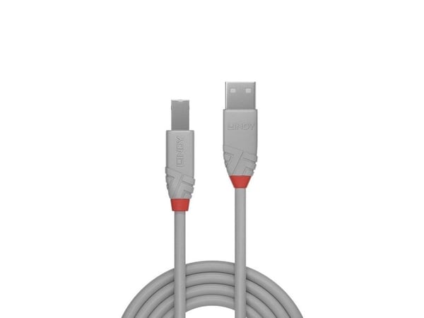 Lindy 36684, 3 m, USB A, USB B, USB 2.0, 0,48 Gbit/s, Grå