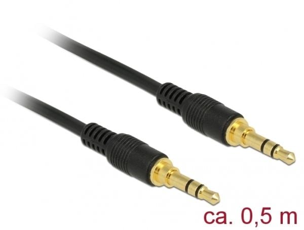 DeLOCK 85545, 3.5mm, Uros, 3.5mm, Uros, 0,5 m, Musta