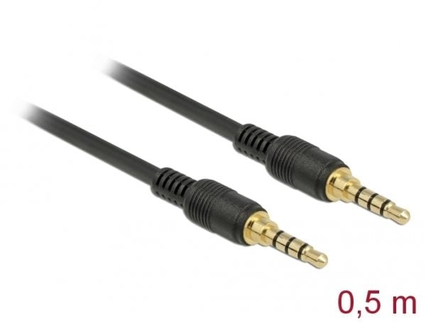 DeLOCK 85592, 3.5mm, Uros, 3.5mm, Uros, 0,5 m, Musta