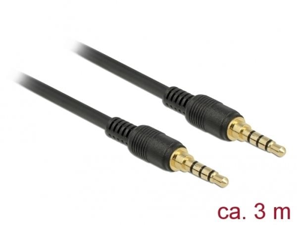 DeLOCK 85601, 3.5mm, Uros, 3.5mm, Uros, 3 m, Musta