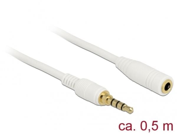 DeLOCK 85628, 3.5mm, Uros, 3.5mm, Naaras, 0,5 m, Valkoinen