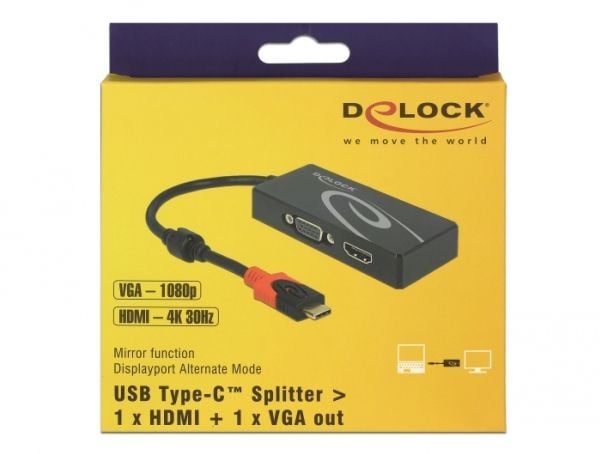 Delock - Ekstern videoadapter - USB-C - HDMI, VGA