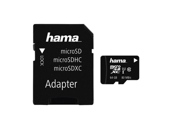 Hama - Flashminnekort (SD-adapter inkludert) - 64 GB - UHS Class 1 / Class10 - microSDXC UHS-I