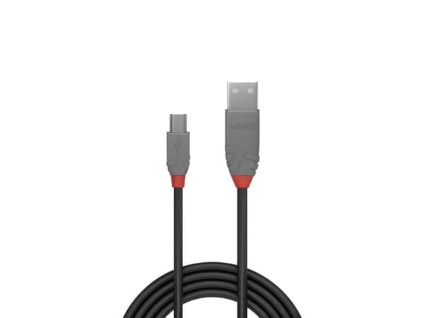 Lindy 36724, 3 m, USB A, Mini-USB B, USB 2.0, 0,48 Gbit/s, Musta