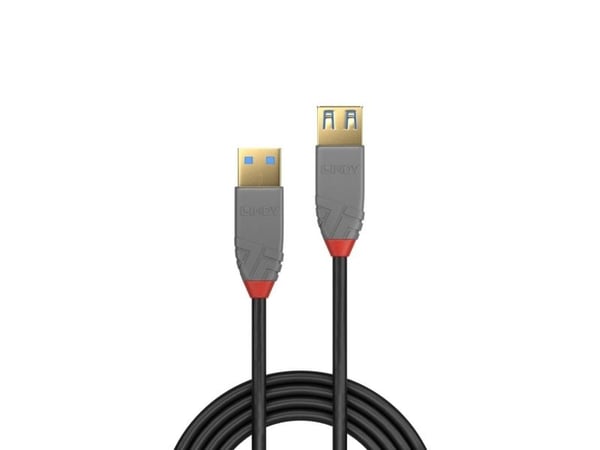 Lindy 36762, 2 m, USB A, USB A, USB 3.2 Gen 1 (3.1 Gen 1), 5 Gbit/s, Svart