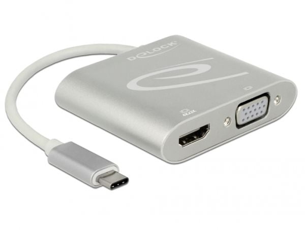 Delock - Ekstern videoadapter - STDP4320 - USB-C - HDMI, VGA - sølv - løsvekt