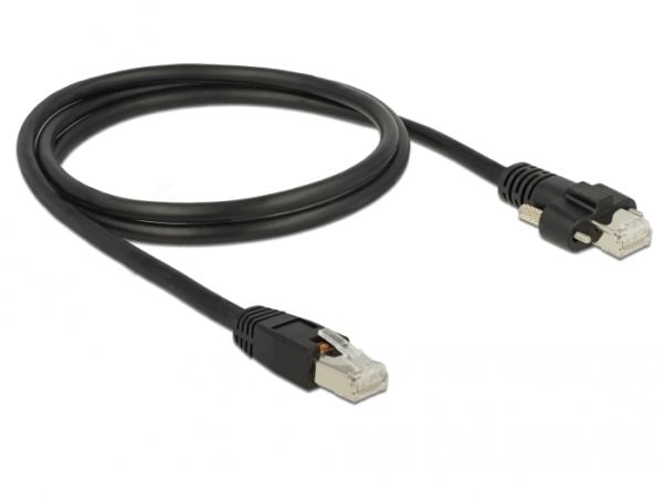 Delock - Koblingskabel - RJ-45 (hann) til RJ-45 (hann) skrubar - 1 m - skjermet, beskyttet tvunnet parkabel (STTP) - CAT 6 - svart