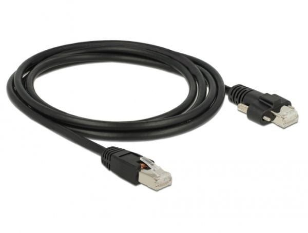 Delock - Koblingskabel - RJ-45 (hann) skrubar til RJ-45 (hann) - 2 m - skjermet, beskyttet tvunnet parkabel (STTP) - CAT 6 - svart
