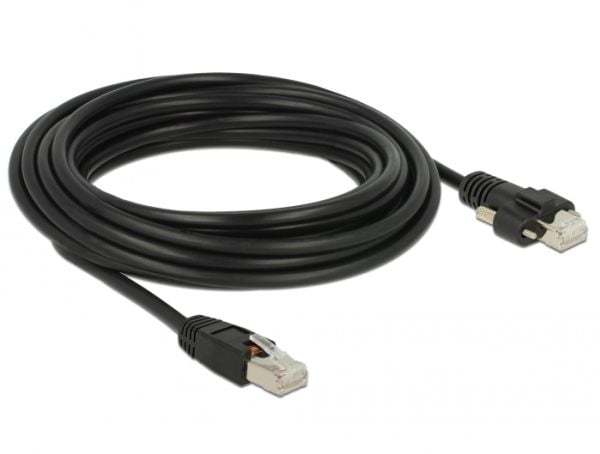 Delock - Koblingskabel - RJ-45 (hann) skrubar til RJ-45 (hann) - 5 m - skjermet, beskyttet tvunnet parkabel (STTP) - CAT 6 - svart