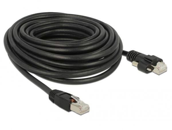 Delock - Koblingskabel - RJ-45 (hann) skrubar til RJ-45 (hann) - 10 m - skjermet, beskyttet tvunnet parkabel (STTP) - CAT 6 - svart