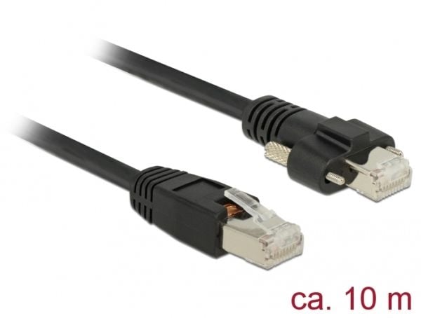 Delock - Koblingskabel - RJ-45 (hann) skrubar til RJ-45 (hann) - 10 m - skjermet, beskyttet tvunnet parkabel (STTP) - CAT 6 - svart