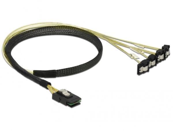 Delock - SATA/SAS-kabel - SAS 6Gbit/s - Mini SAS (SFF-8087) (P) til SATA (R) vinklet - 50 cm